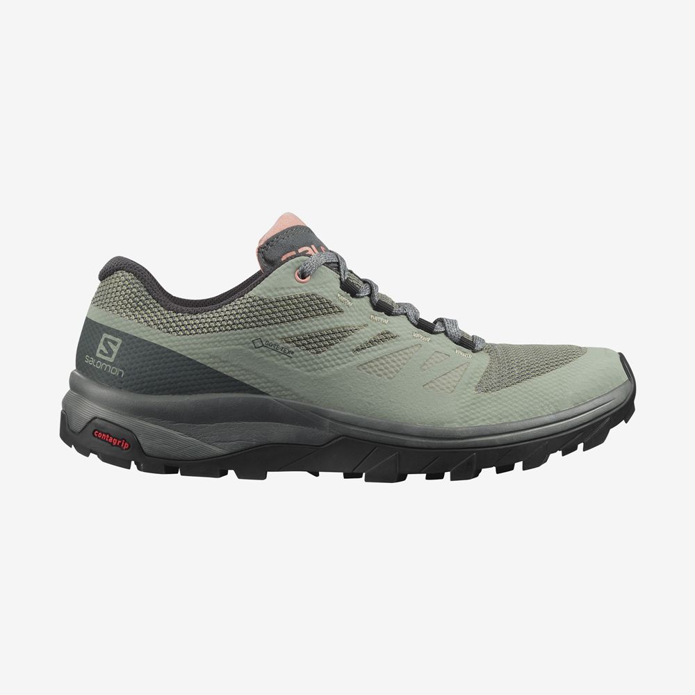 Zapatillas Trekking Salomon Mujer Verde Oliva - Salomon Argentina OUTLINE GORE-TEX,701986-RHK